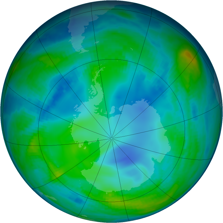 Antarctic ozone map for 17 May 1998